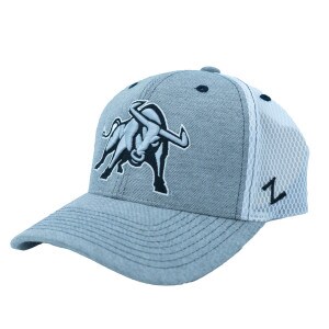Aggie Bull Embroidered U-State Mesh and Solid White and Gray Fitted Hat
